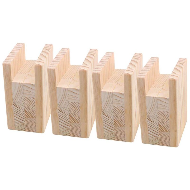 4PCS Bed Furniture Tripod Heavy Solid Wood Tripod, Coffee Table Padding Grooved Table Legs Increased Wooden Blocks Furniture Leg