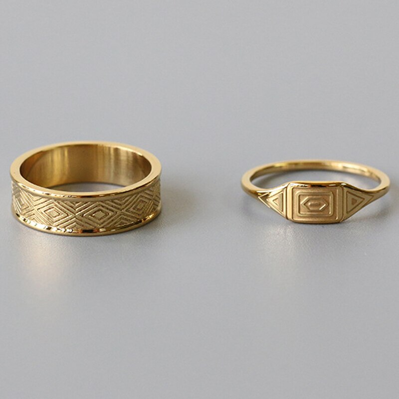 Titanium Staal Geometrische Ringen Voor Vrouwen Lovers Mode-sieraden