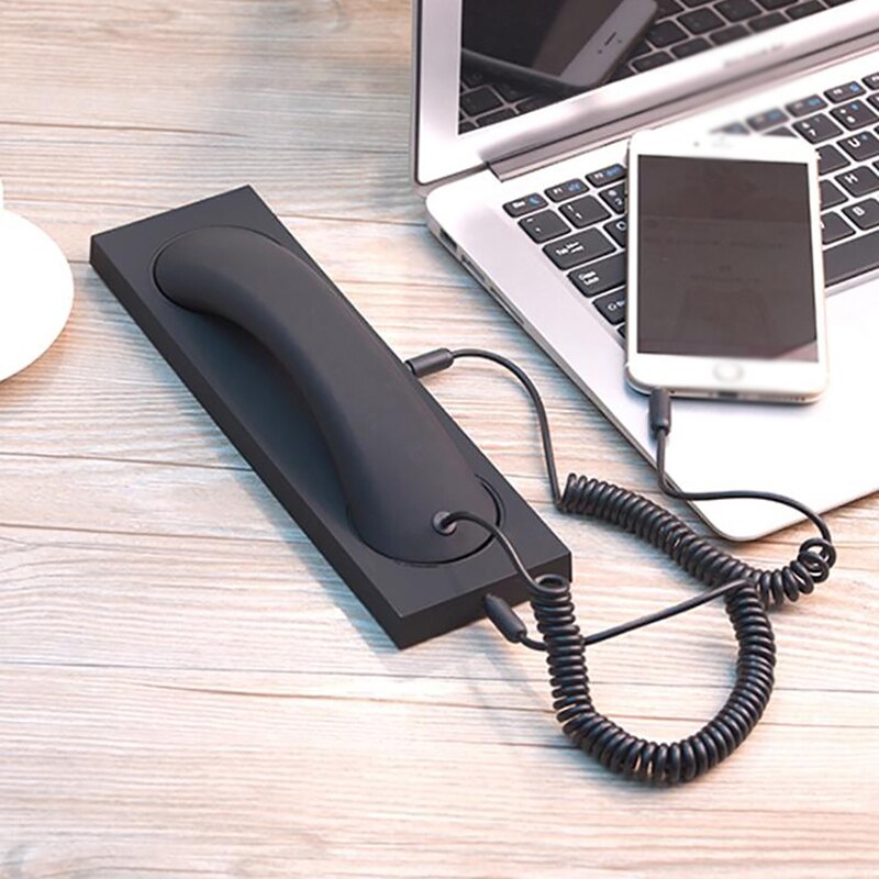 Matte Cell Phone Handset, Retro Telephone Handset with Base, Max 1m Cable, 3.5mm Handset Receivers for Mobile Phone Computer