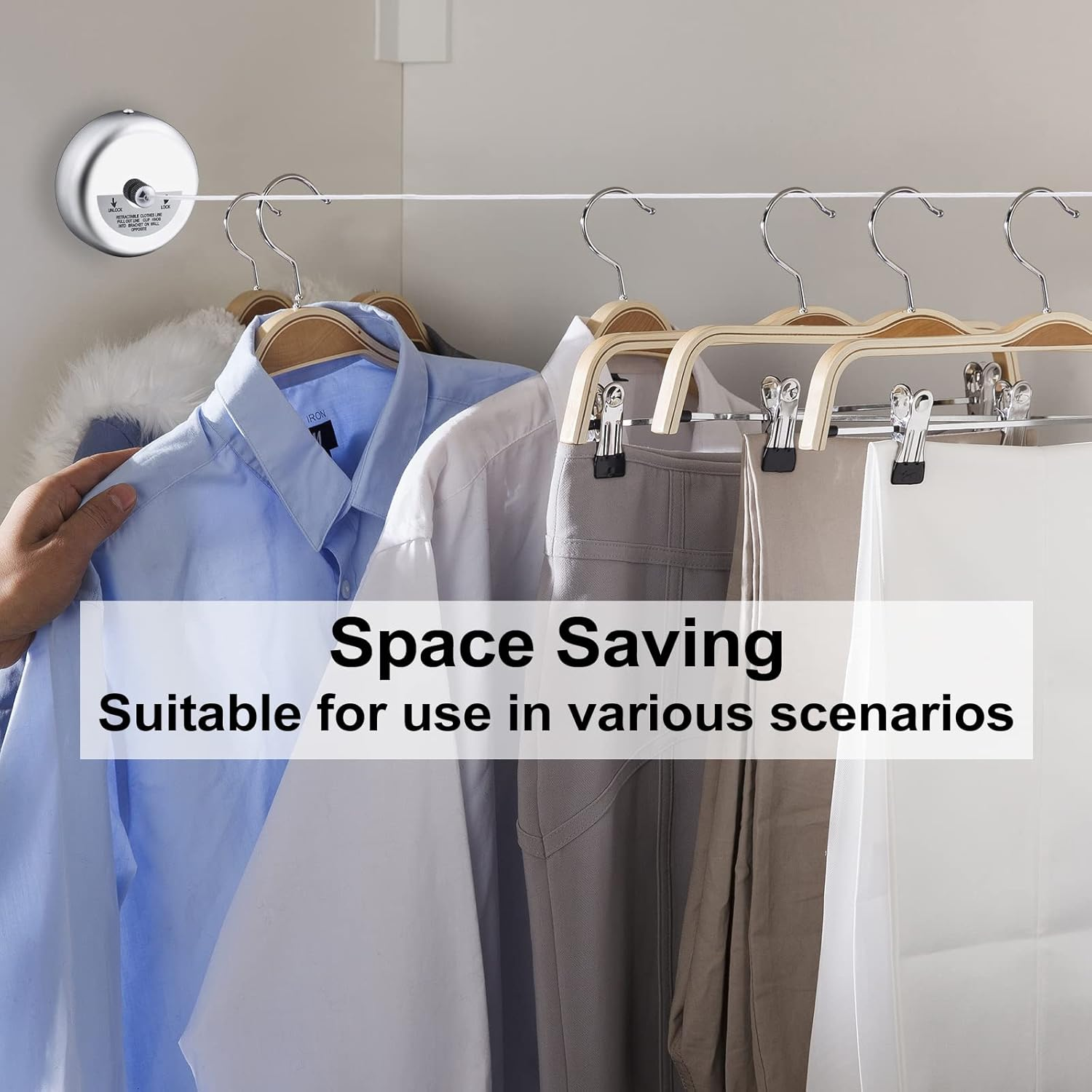 RV Clothesline Retractable Stainless Steel Bathroom Wire Rope Camping Car Outdoor Convenient Clothesline For Campervan Motorhome