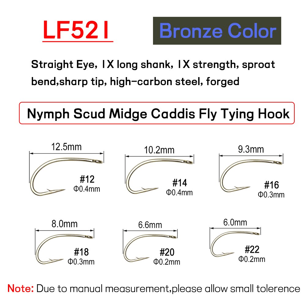 Bimoo 500PCS 8#~22# Barbed & Barbless Fly Tying Hook High Carbon Steel Dry Wet Nymph Pupae Caddis Scud Midge Flies Fishing Hook: 14 / Red