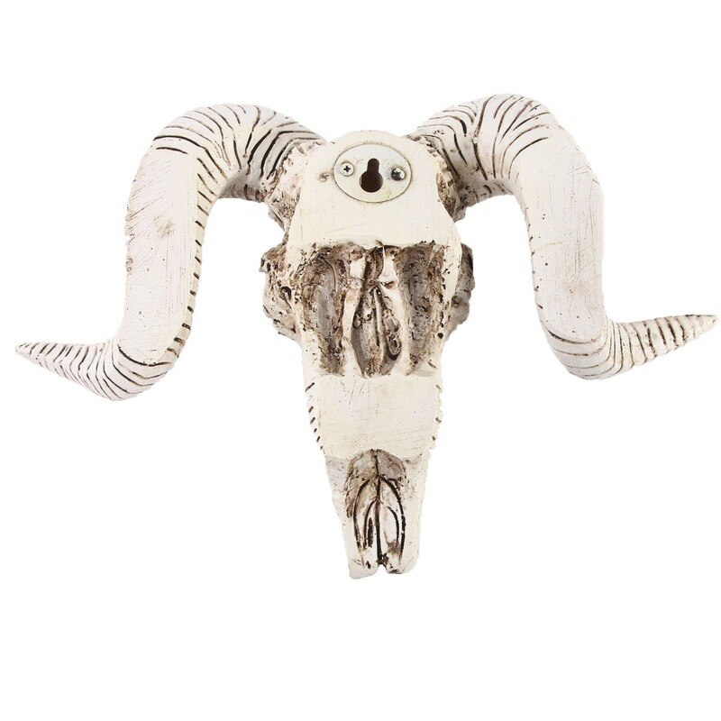 3D Horns Skull Ornament Resin Skull Retro Wall Hanging Crafts Home Office Decor Animal Skull Home Decoration