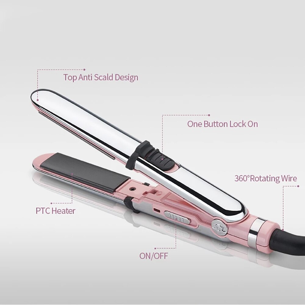 Mini 2 in 1 Hair Straightener 38W Curling Flat Iron PTC Fast Heating 3 Gears Straight Splint Electric Perm Stick Styling Tools