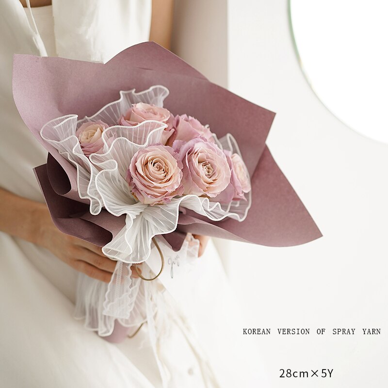 25cm*5yard Spray Yarn Flower Packaging Wave Gauze Lace Gauze Flower Shop Bouquet Floral Flower Packaging Material Net