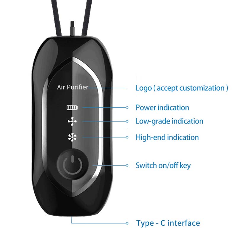 Rensningsionisator mini anion lille bærbar usb hals ionisk intelligent røgluftrenser/halsluftrenser