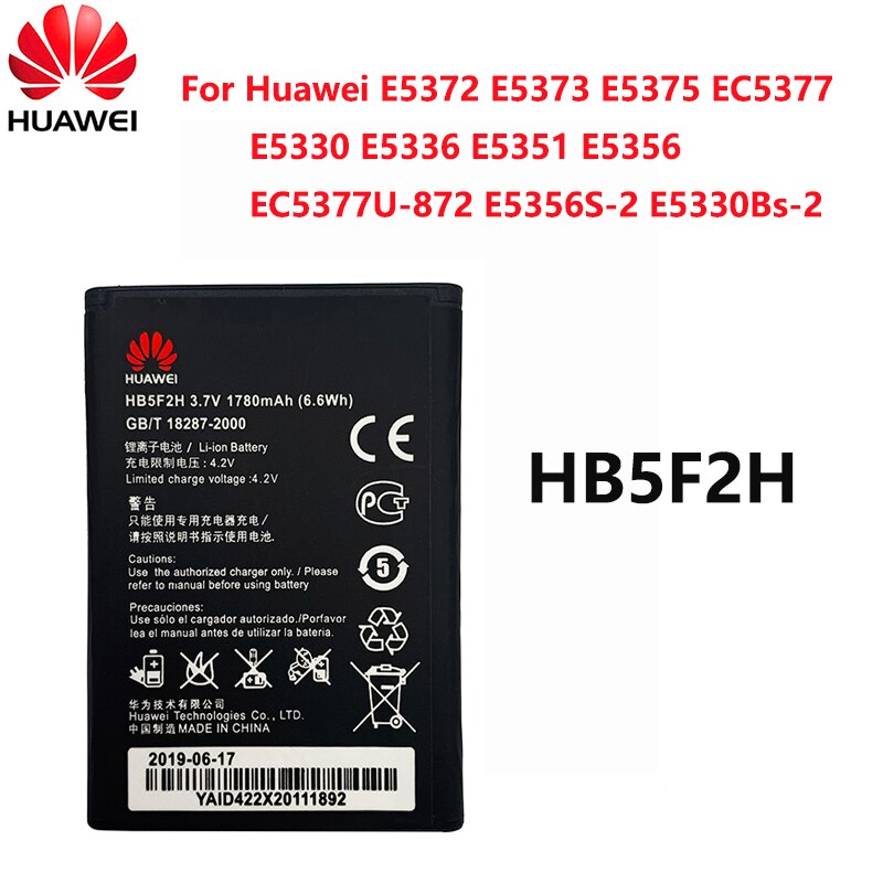 100%  original 1780 mah  hb5 f 2h för huawei  e5372 e5373 e5375 ec5377 e5330 e5336 e5351 e5356 ec5377u-872 e5356s-2 e5330bs-2 batteri