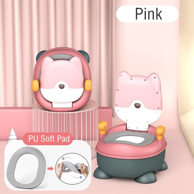 Draagbare Baby Potje Multifunctionele Baby Wc Auto Potje Kind Pot Training Meisjes Jongen Potje Kids Stoel Toiletbril Kinderen pot: PU Soft pad-Pink