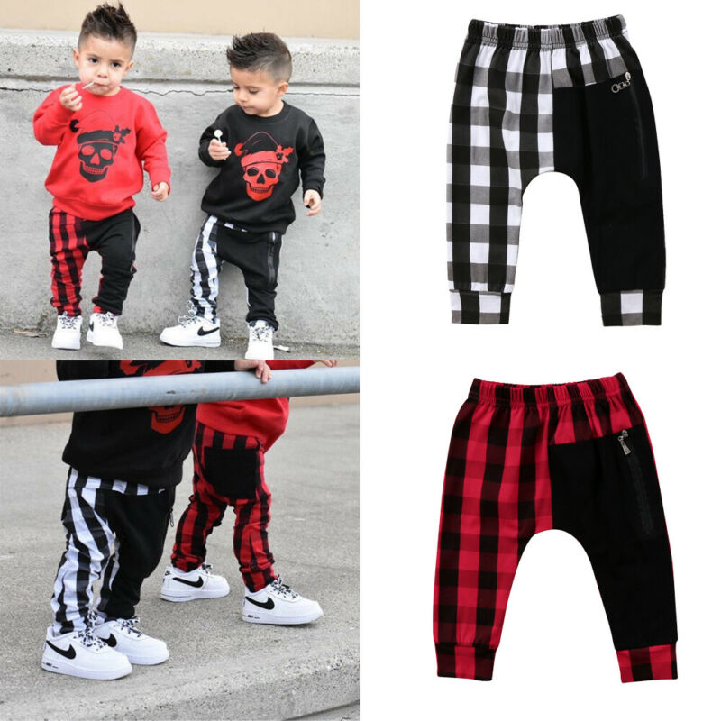 1-6Y Kids Jongens Sport Harembroek Casual Losse Lange Broek Joggingbroek Jogging Jogger Leuke Plaid Kind Harembroek
