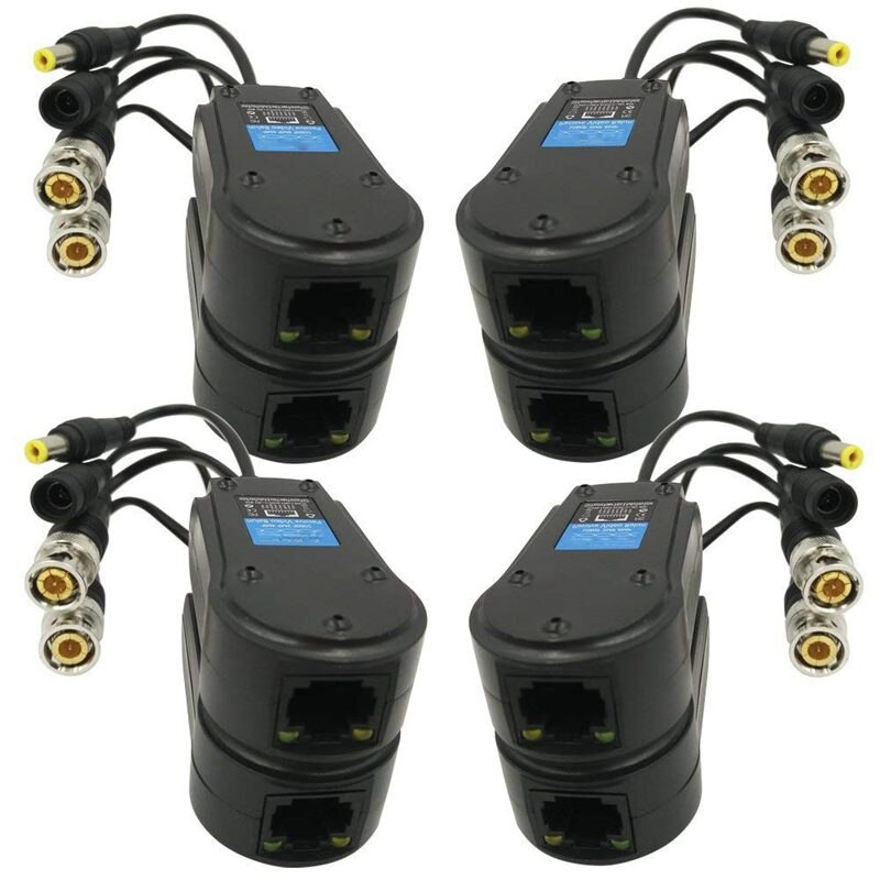 Passive Video/Power Balun Transceiver - 4 Pairs - BNC to RJ45 - 1080P-5MP HD Support - Cat5E/6 Cable