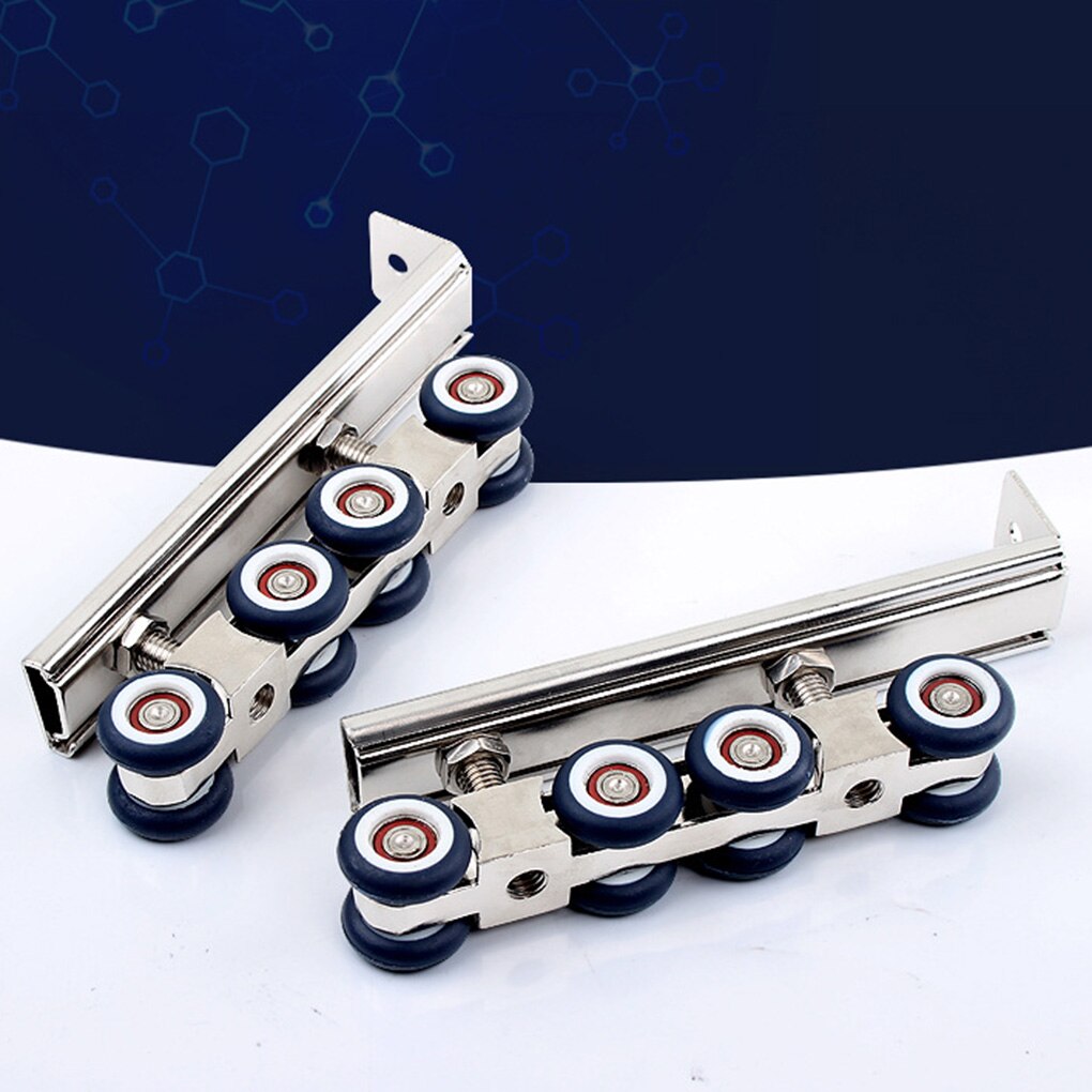 2pcs Light Sliding Door Roller 4 Wheels Home Room Wood Door Hanging Wheels Rail Track Pulley Bathroom Kitchen Furniture Hardware