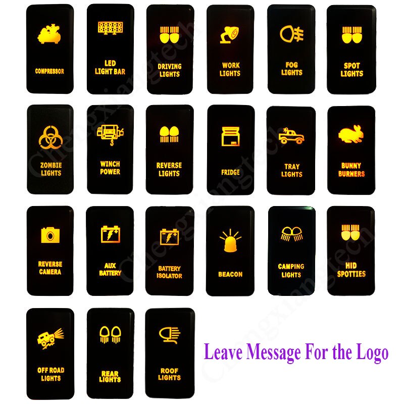 Dimljus tryckknappsbrytare orange led för toyota landcruiser hilux fj cruiser avstängningsknapp med sladd 12 volt 3 amp