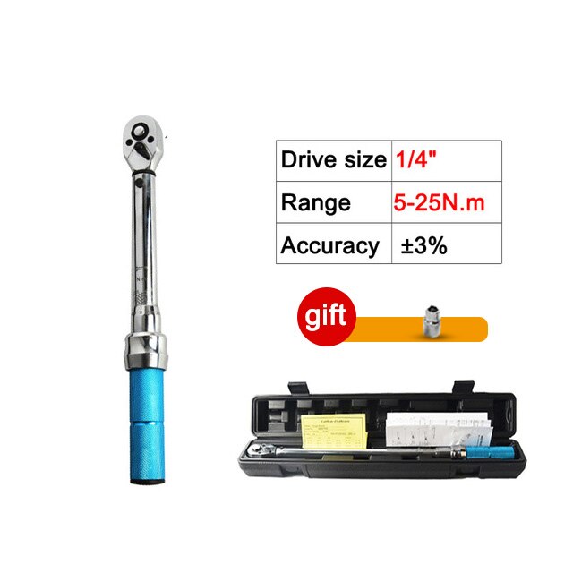 1/4 1-6Nm 2-20Nm 5-25Nm Preset Torque Wrench chrome Hand Spanner Ratchet Wrench small range changeable head torque wrench: 5-25Nm