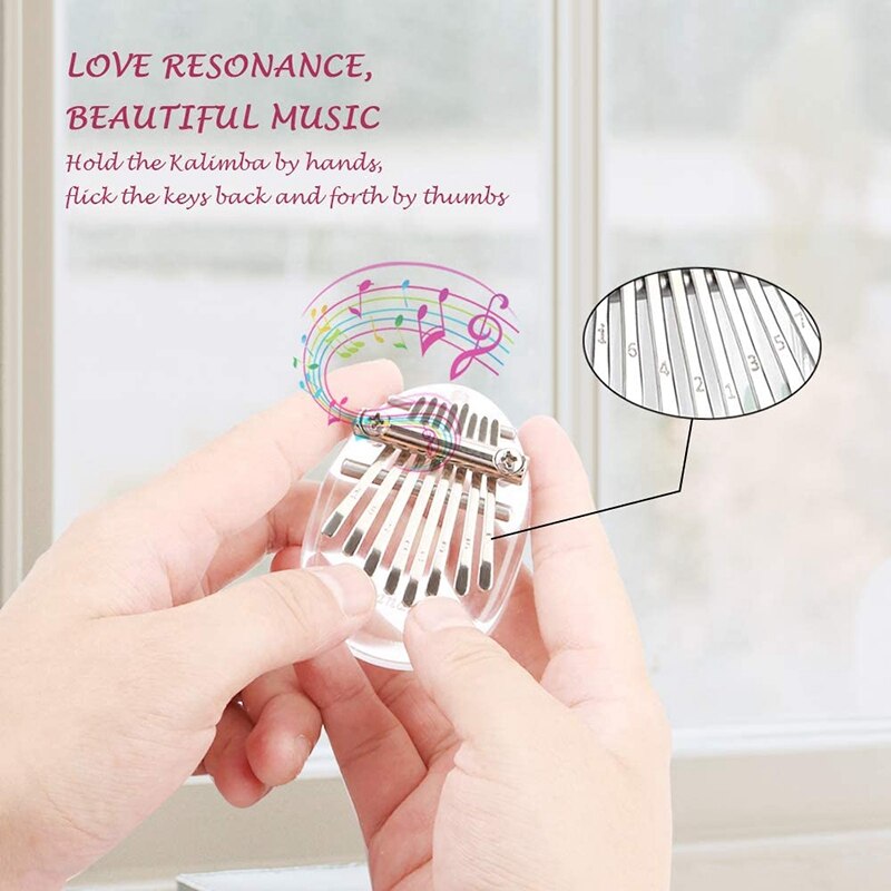 8 Keys Mini Kalimba, Crystal Mbira Thumb Piano,the Best for Children,Adults and Beginners on Birthdays,Other Occasions