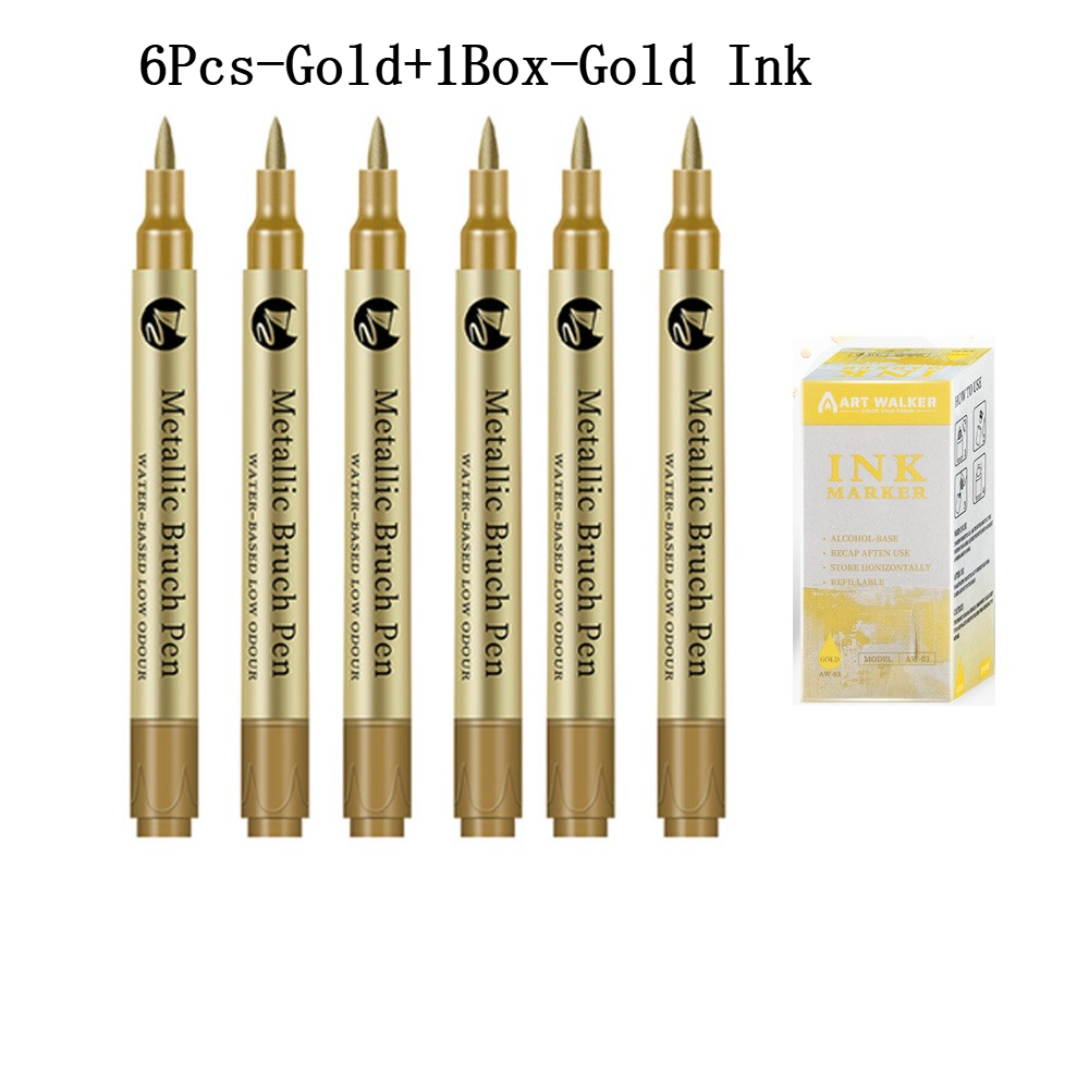 1/2/6/12 Stuks Art Markers Goud/Sliver 1-4MM Pen Tip Hervulbare Inkt Waterdicht voor Schilderen Wielnaaf Kleur Reparatie Schoolbenodigdheden: Marineblauw