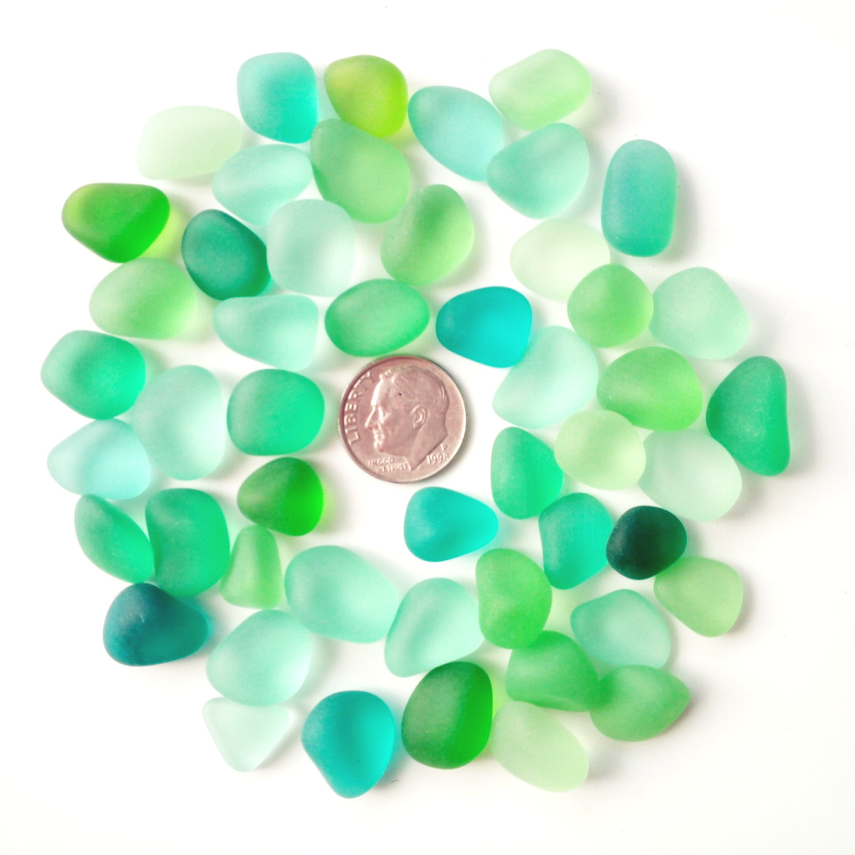 30 Pieces Sea Glass Beads/Beach Glass Beads for Jewelry Making ,Big Size(12-16mm Length)): green