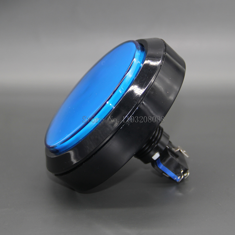 100mm große runde Druckknopf-LED mit Mikrosc Halfter für DIY-Arkade-Spiel automaten teile 5/12v groß Antwortgeber eben Schlüssel beleuchtet: Blau