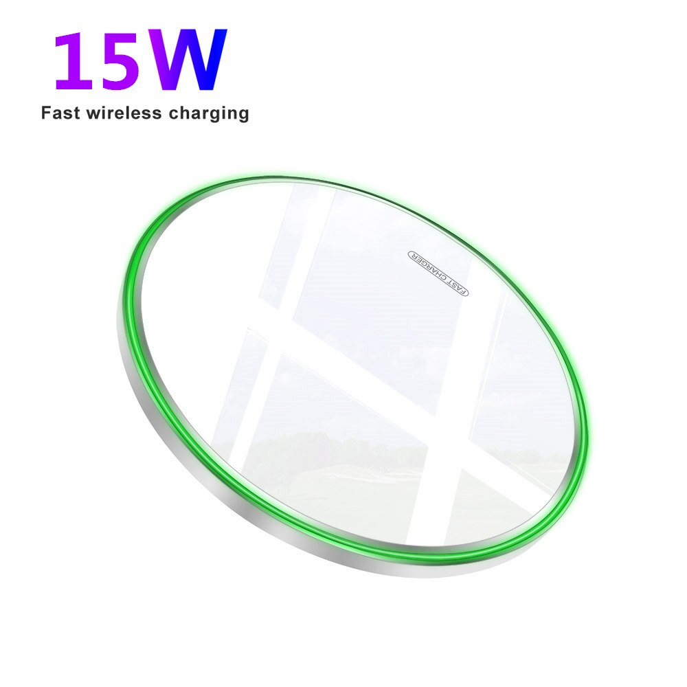 Qi langaton laturi samsung  s20 s10 s9 s8 note 20 10 iphone 12 pro max 11 8 x xs xr xiaomi  mi 10 9 30w pikalatauslevylle: 15w valkoista