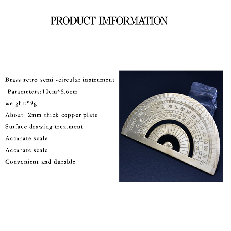 HEVSTIL Gold Brass Protractor,Thicken Ruler Copper Metal