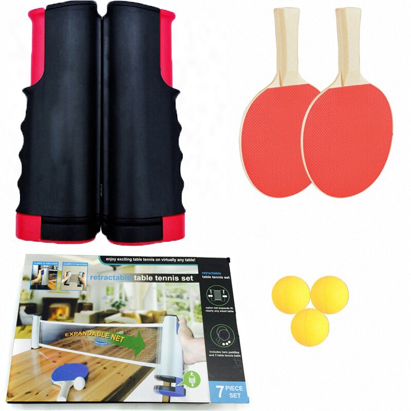 Ping Pong Set Ping Pong Bal 1.7M Tafel Netto Tafeltennis Racket Peddels Pingpong Training Accessoires Indoor Sport Oefening: Black Set