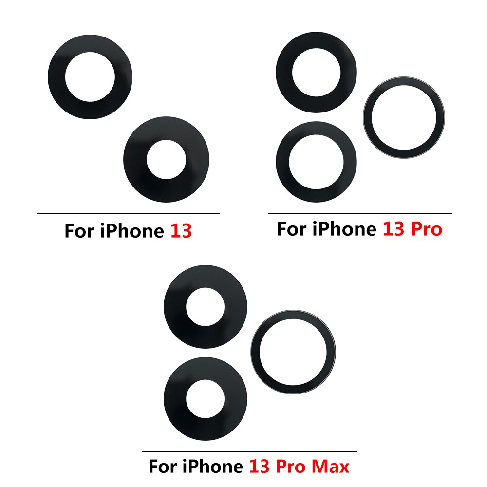10Pcs/Lot, Camera Glass Lens Back Rear Camera Glass Lens with Glue For IPhone 13 Pro Max Mini Replacement Parts