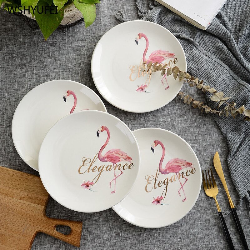 4Pcs 8-inch cartoon animal tableware western steak dessert cake salad fruit ceramic plate storage decorative tray