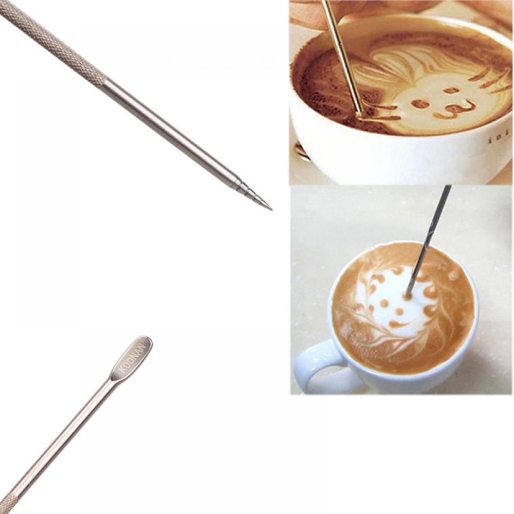 1 stk rustfrit stål kaffe dekoration pen fancy kaffepinde værktøj husholdning køkken cafe kaffe værktøj