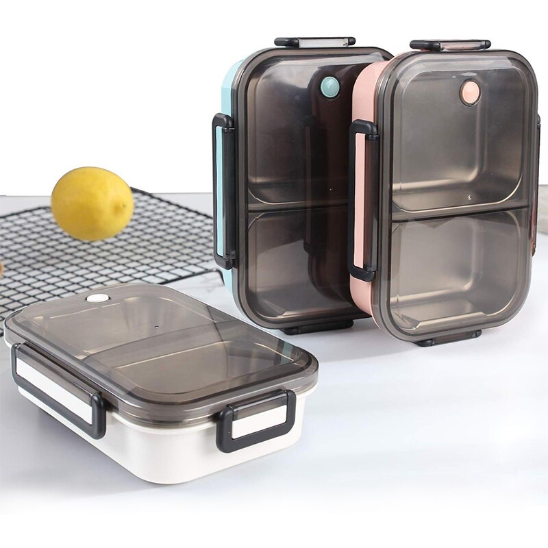 Eco friendly Leakproof Bento Lunch Box Removable Stainless Steel Bento Lunch Box 2-Compartment Portion Control Food Container