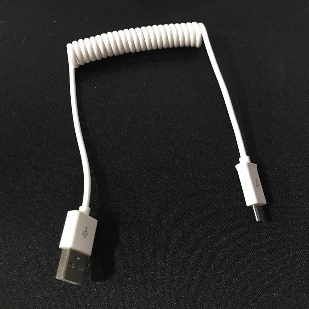 Universal USB 2.0 data charge cable wire cord Black/white ABS Spring expansion twist line for V8 device cell phones