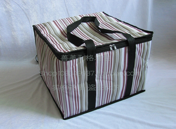 14 Inch Extra Grote Oxford Geïsoleerde Picknick Koeltassen Cake Lunch Picknick Box Streep Geïsoleerde Cool Handtas Ice Pack Thermo SMLG32