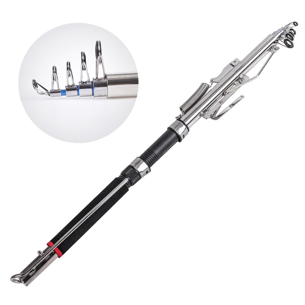 20# 2.1m 2.4m 2.7m Stainless Steel Automatic Fishing Rod Spinning Rod Telescopic Automatic Fishing Pole Sea River Lake Tools