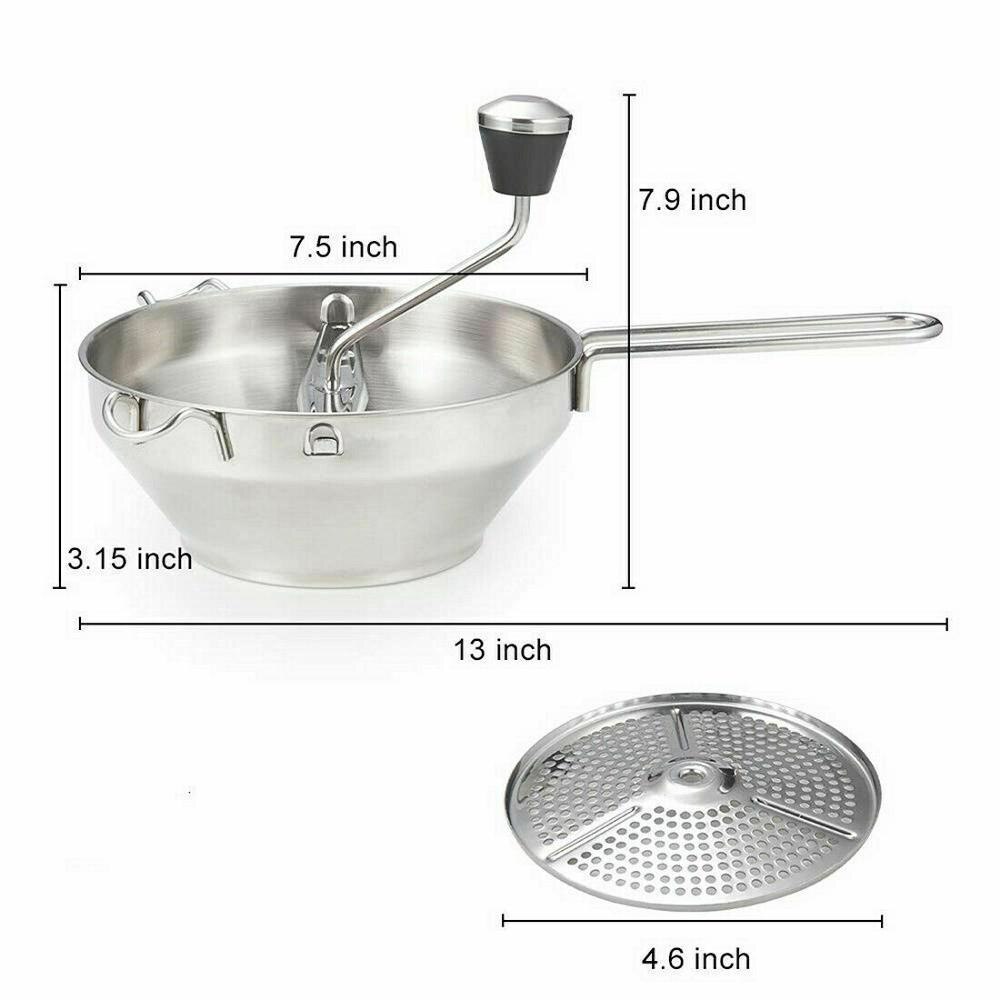 Roestvrij Staal Roterende Roerzeef Groente Aardappel Zeef Met 3 Frezen Discs