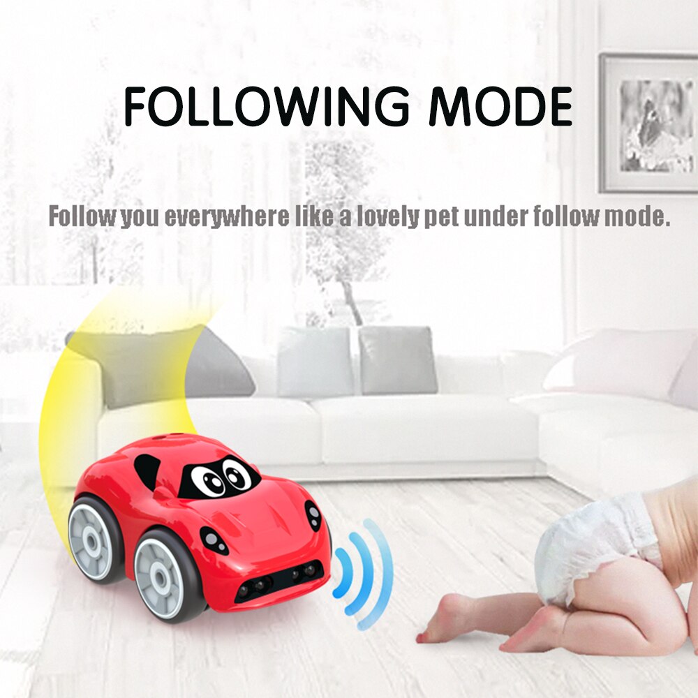 RC Car for Kids Mini Car Object Avoidance Follow Mode Track Drive Sound Effects 360 Degree Rotation 2.4G Remote Control Car