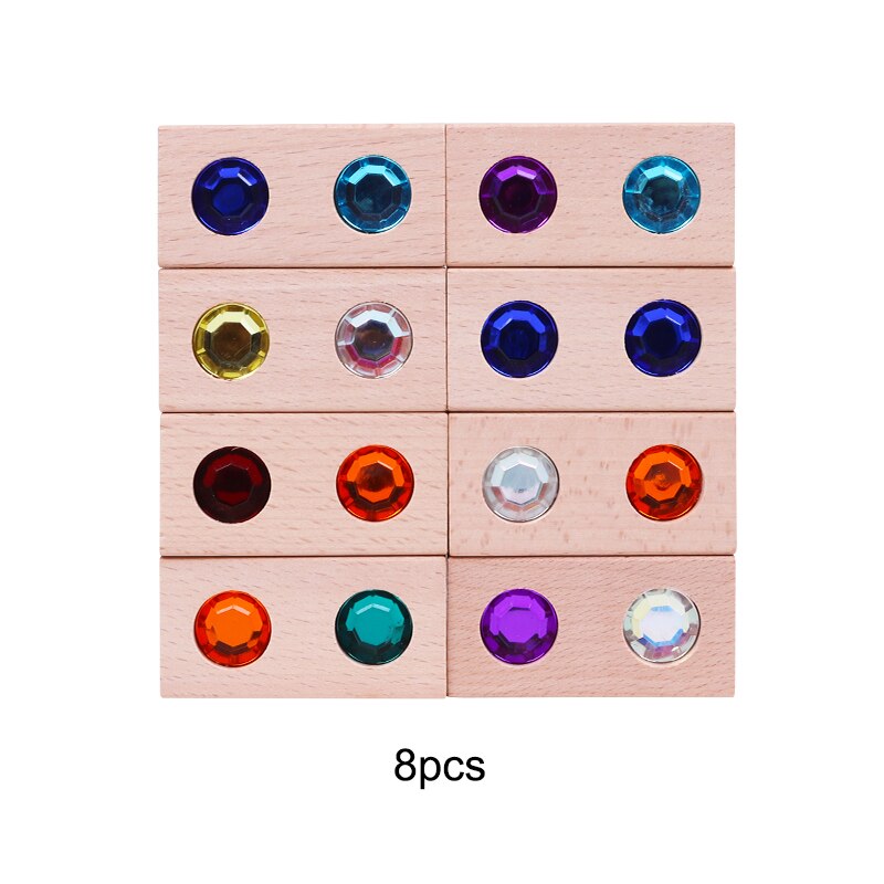 Bloques de gemas de juguete de madera, bloques de apilamiento de arcoíris, bloques de madera Natural, bloques educativos para niños, Speelgoed: double gem 8pcs