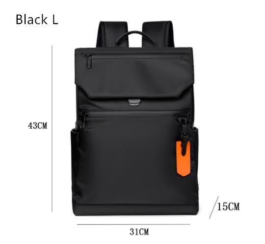 Wasserdichter nylon-laptop-rucksack für #39 , schwarz, ideal für geschäftsreisen und den urbanen stil, mit usb-ladefunktion: Schwarz l