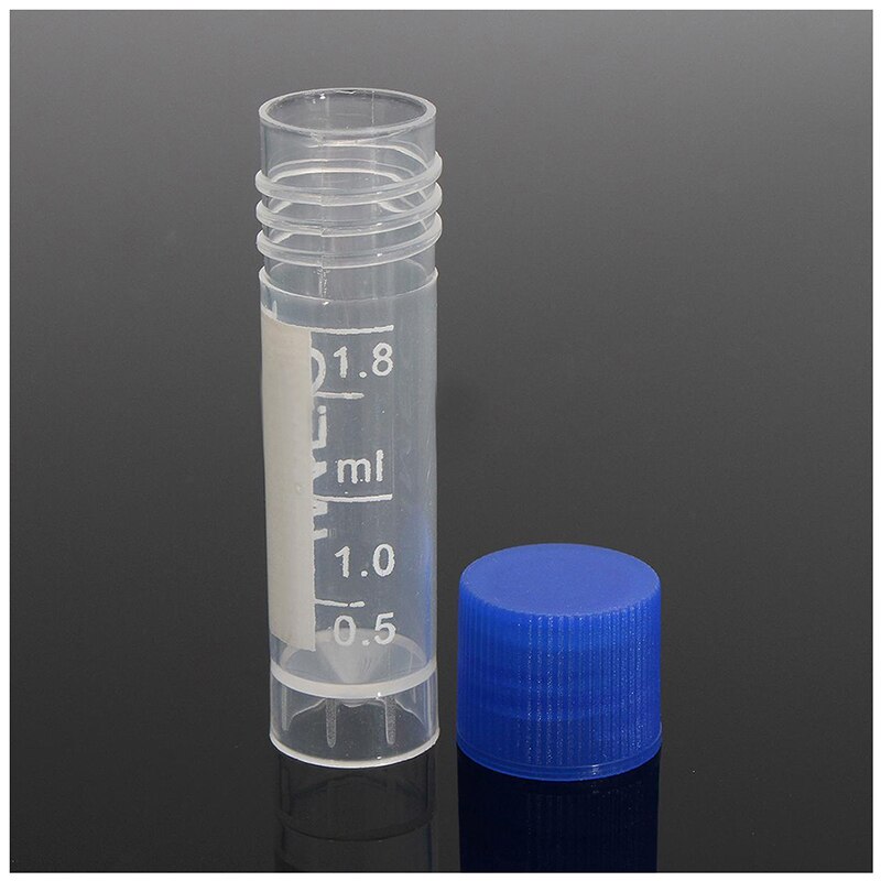 50Pcs 1.8ml Plastic Graduated 0.063oz Cryovial Test Tube Sample Pipe With Seal Cap