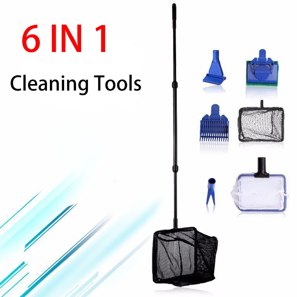 6 in 1 Aquarium Fish Tank Clean Tools Adjustable Cleaning Kit Fish Tank Gravel Cleaner Siphon for Water Changing