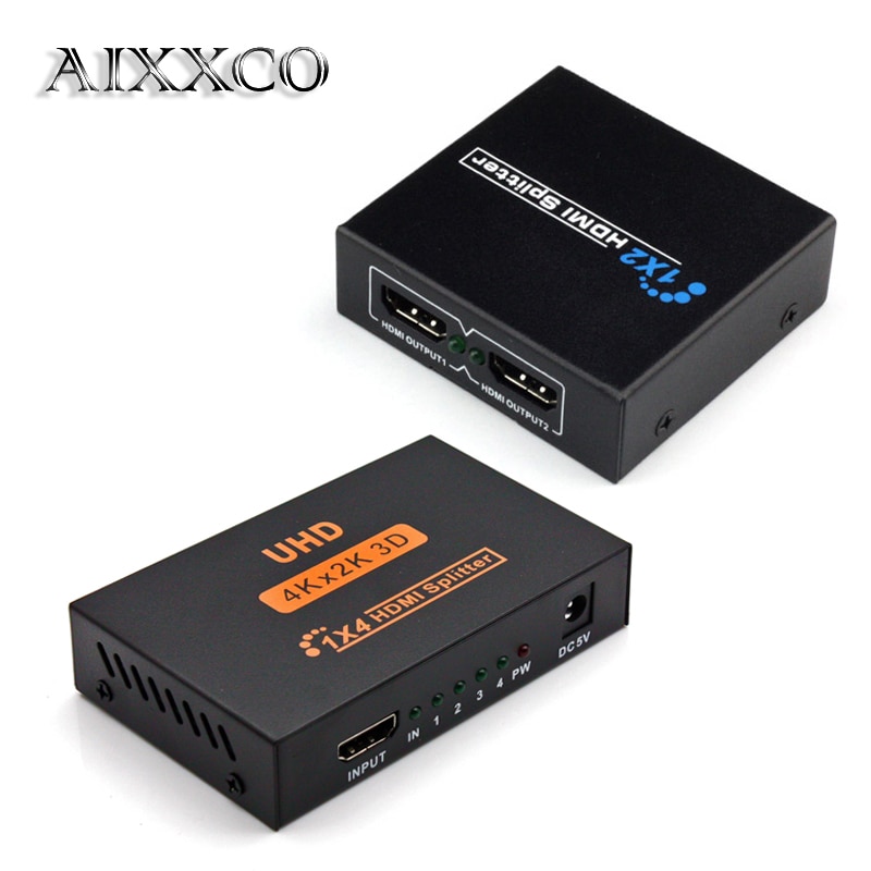 AIXXCO 4k HDMI-compatible Splitter Full HD 1080p Video HDMI-compatible Switch Switcher 1X2 1X4 Split 1 in 2 Out For HDTV DVD