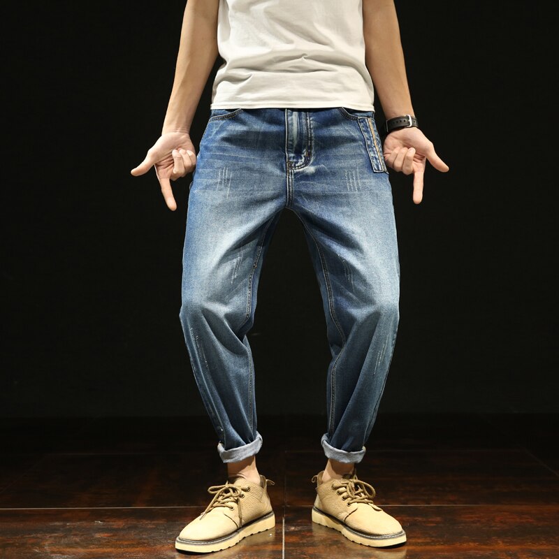 Harem jeans mannen harembroek mannelijke plus size losse casual broek denim homme 100% katoen Plus size volledige lengte mens broek