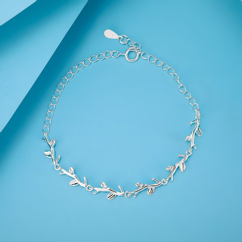 DAIWUJAN-Pulseras de cadena de plata fina 925 con ramas de hojas Mori, joyería fina de boda