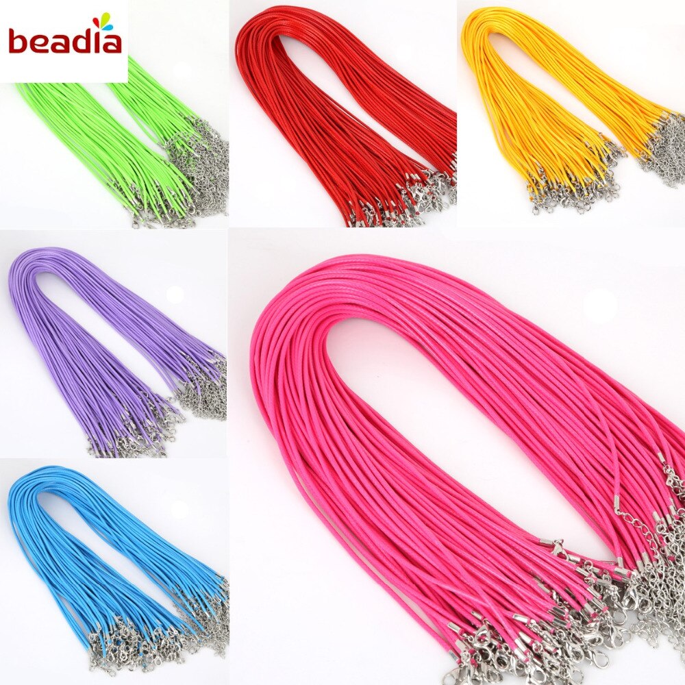 2mm 10 stks/partij Handgemaakte Verstelbare Gevlochten Touw voor Kettingen & Hanger Charms Bevindingen Karabijn String Koord DIY 45 cm + 5 cm