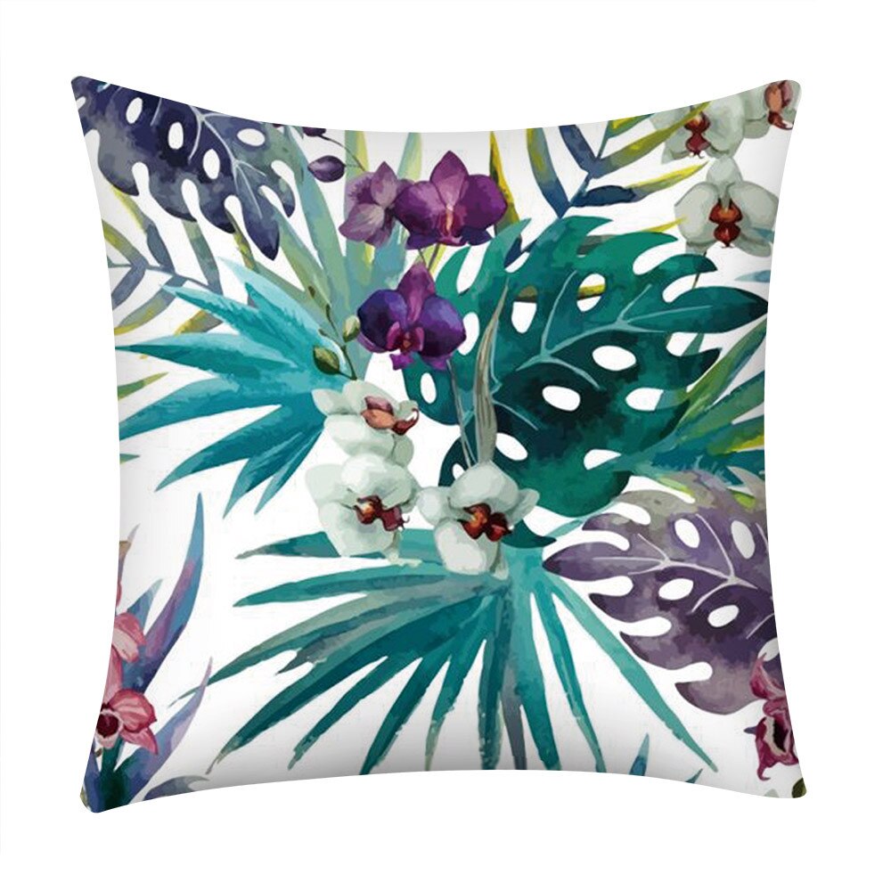 Plant Bloem Afdrukken Kussensloop Kamer Decoratie Accessoires Polyester Sofa Auto Kussenhoes Home Decor Decoratieve Kussenslopen: D