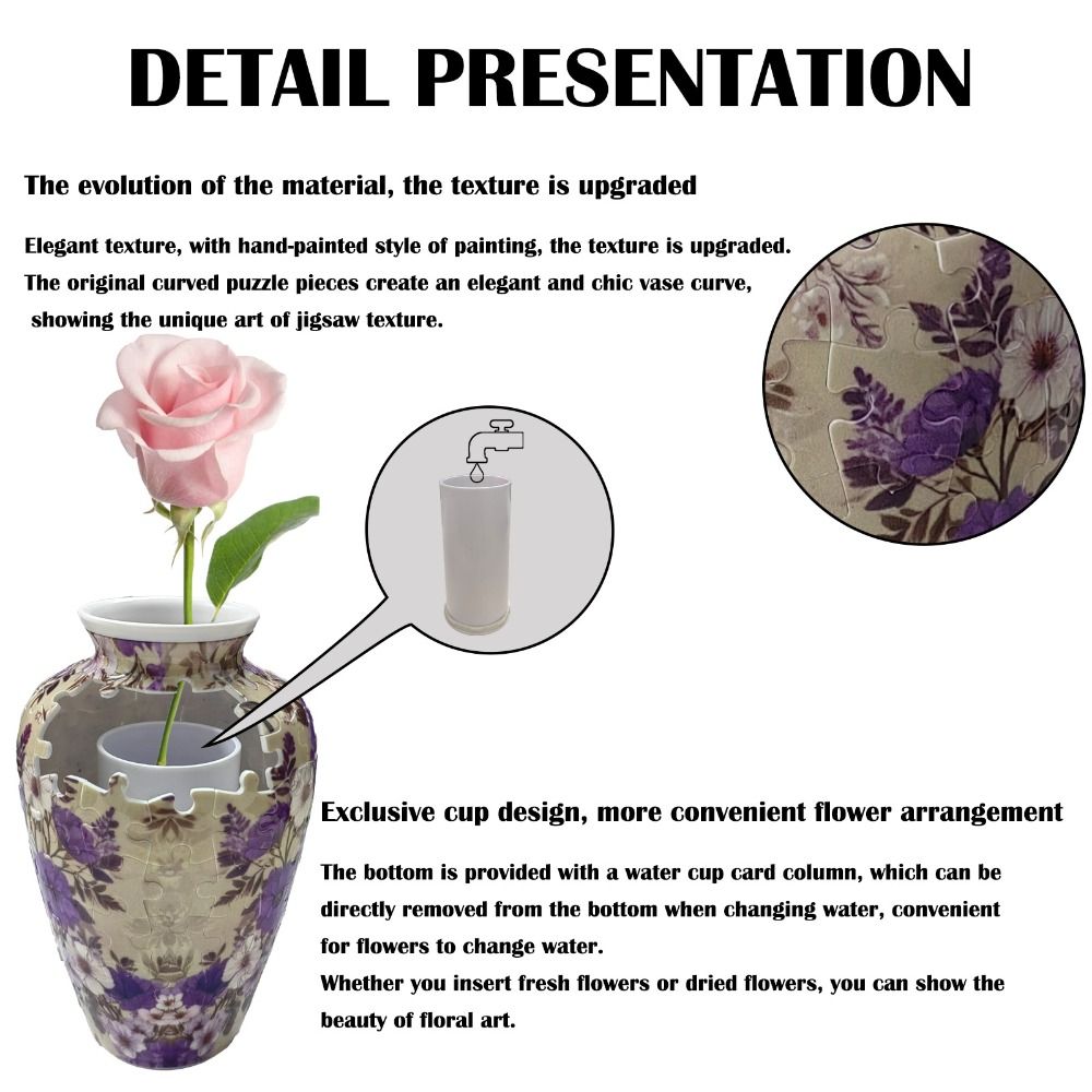 3D Puzzle Vase Waterproof Artistic Flower Arrangement Vase Building Block Arrange Flowers Home Decoration Vase