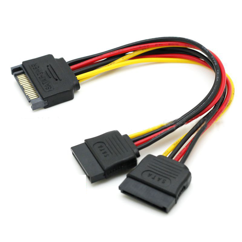 5 pcs 15 Pin SATA Male to 2 SATA Splitter Female Power Cable