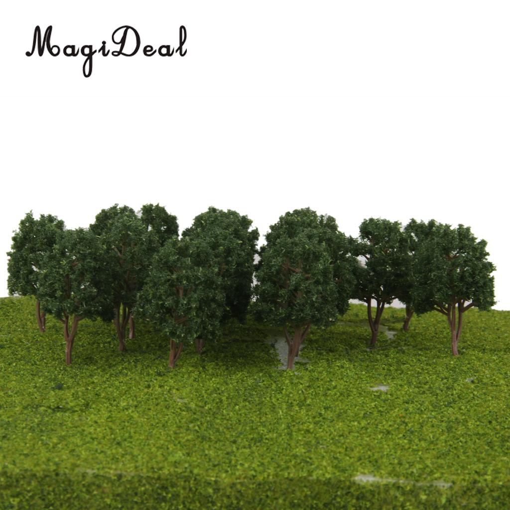 MagiDeal 20Pcs/Pack Dark Green Model Trees N Scale Train Park Railroad Railway Layout Wargame Scenery Scene Diorama Toys 7.5cm