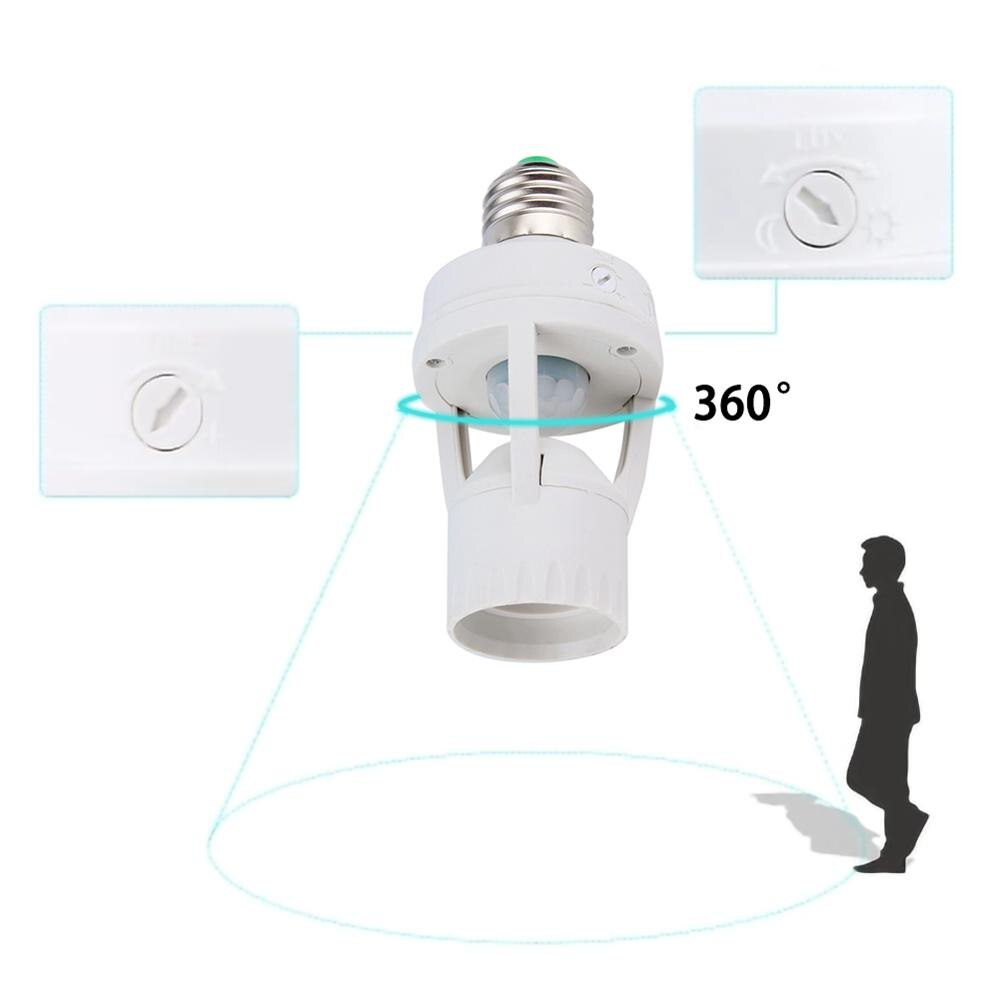 E27 Plug 360 Graden Pir Inductie Motion Sensor Infrarood Bewegingsdetectie Sensor Gloeilamp Socket Schakelaar Base Houder AC110-220V