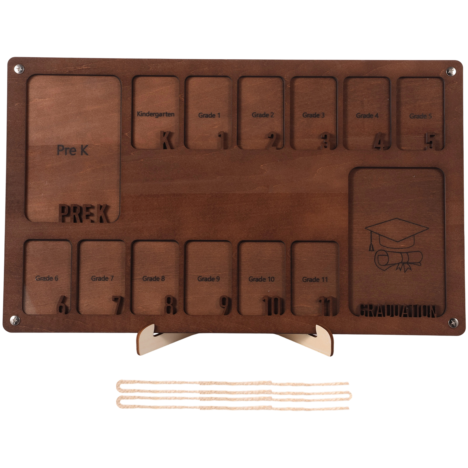 Marco de fotos escolar de madera para colgar en la pared, marco de fotos de años escolares, recuerdo de graduación Ideal, estudiantes, profesores y padres: YELLOW