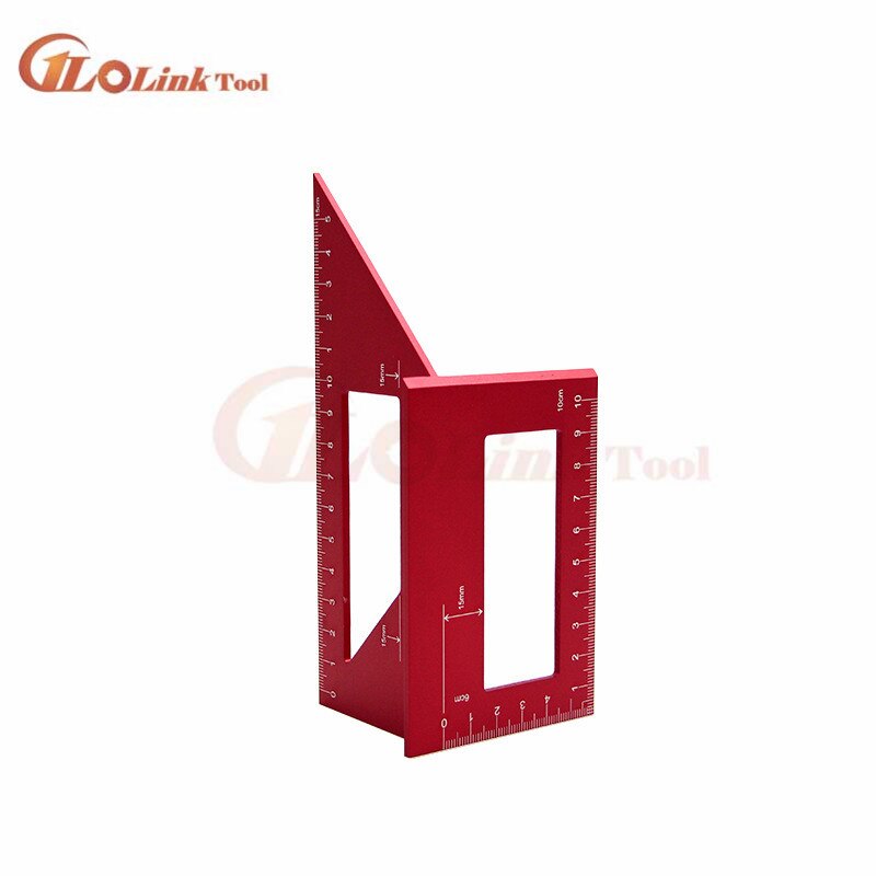 Hout Tool Japanse Aluminium Houtbewerking Multifunctionele Vierkante 45 Graden 90 Graden Gauge Heerser: Red