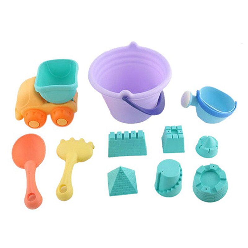 11Pcs Zomer Kinderen Zachte Rubber Strand Speelgoed Auto Play Zand Hulpmiddel Schop Kind Zand Kasteel Diy Kinderen Strand Emmer: Default Title