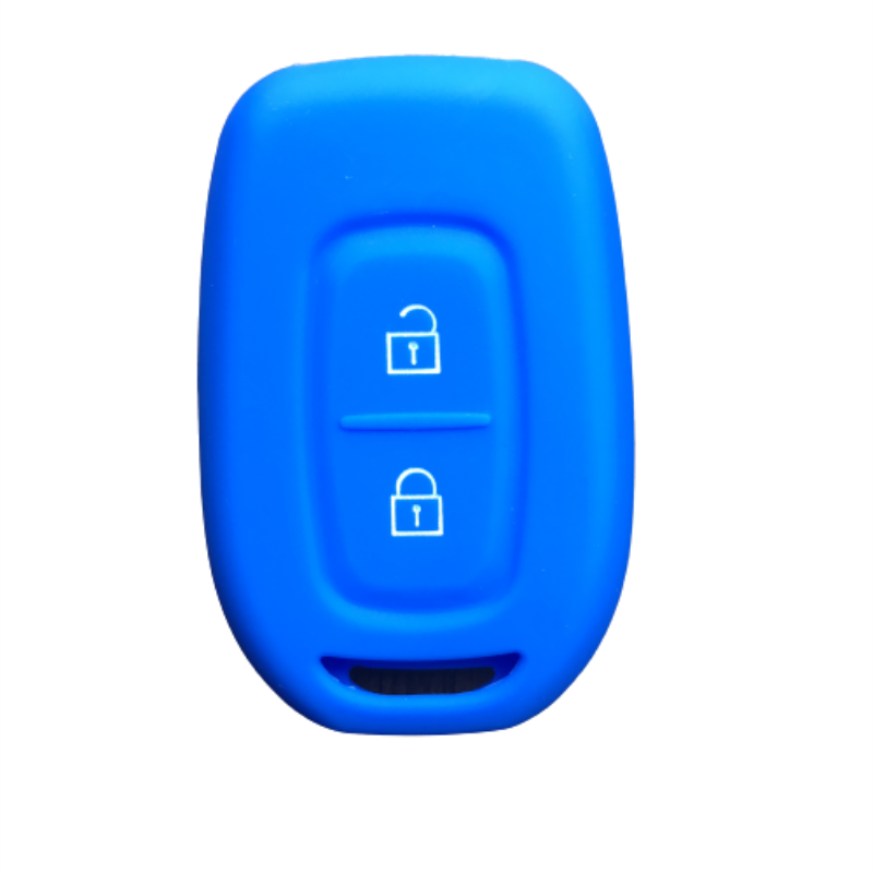 Silicone Rubber Car Key Case Shell for Renault Duster Dacia Scenic Master Megane Fob 2 Button Remote Key Cover: sea blue