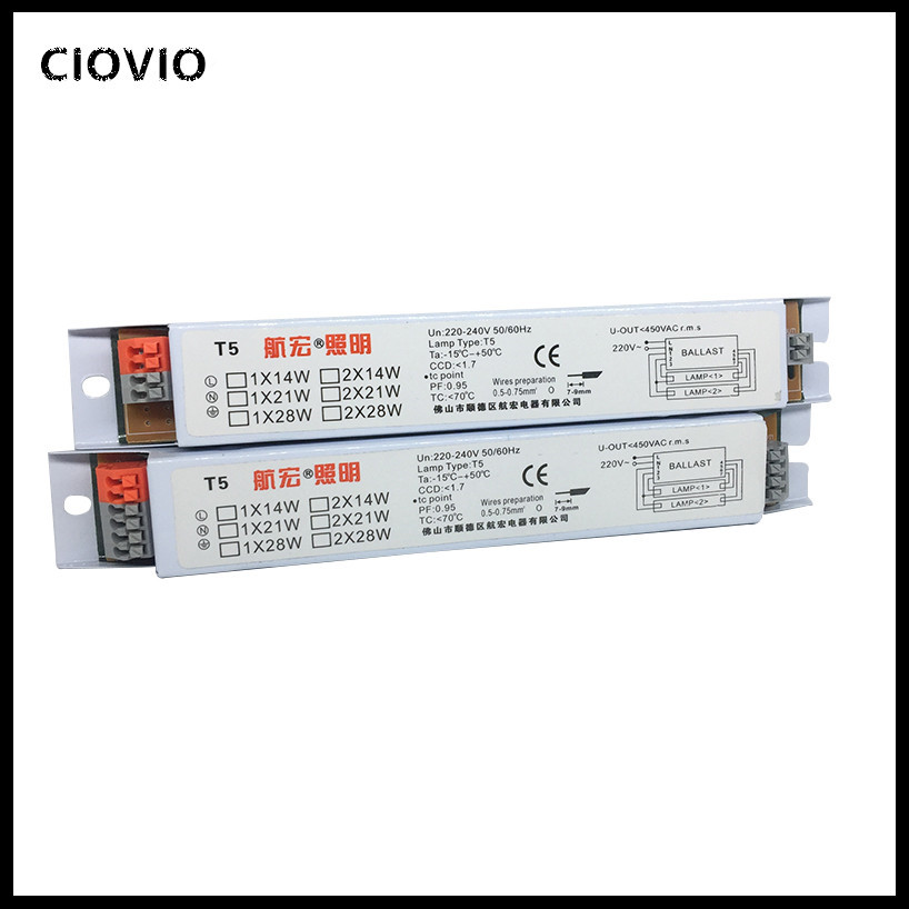 Balastro electrónico de amplio voltaje T5, 111-240V CA, 1x1, 4W/1x2, 8W/2x1, 4W/2x28W, 2 uds., lastres de lámpara fluorescente